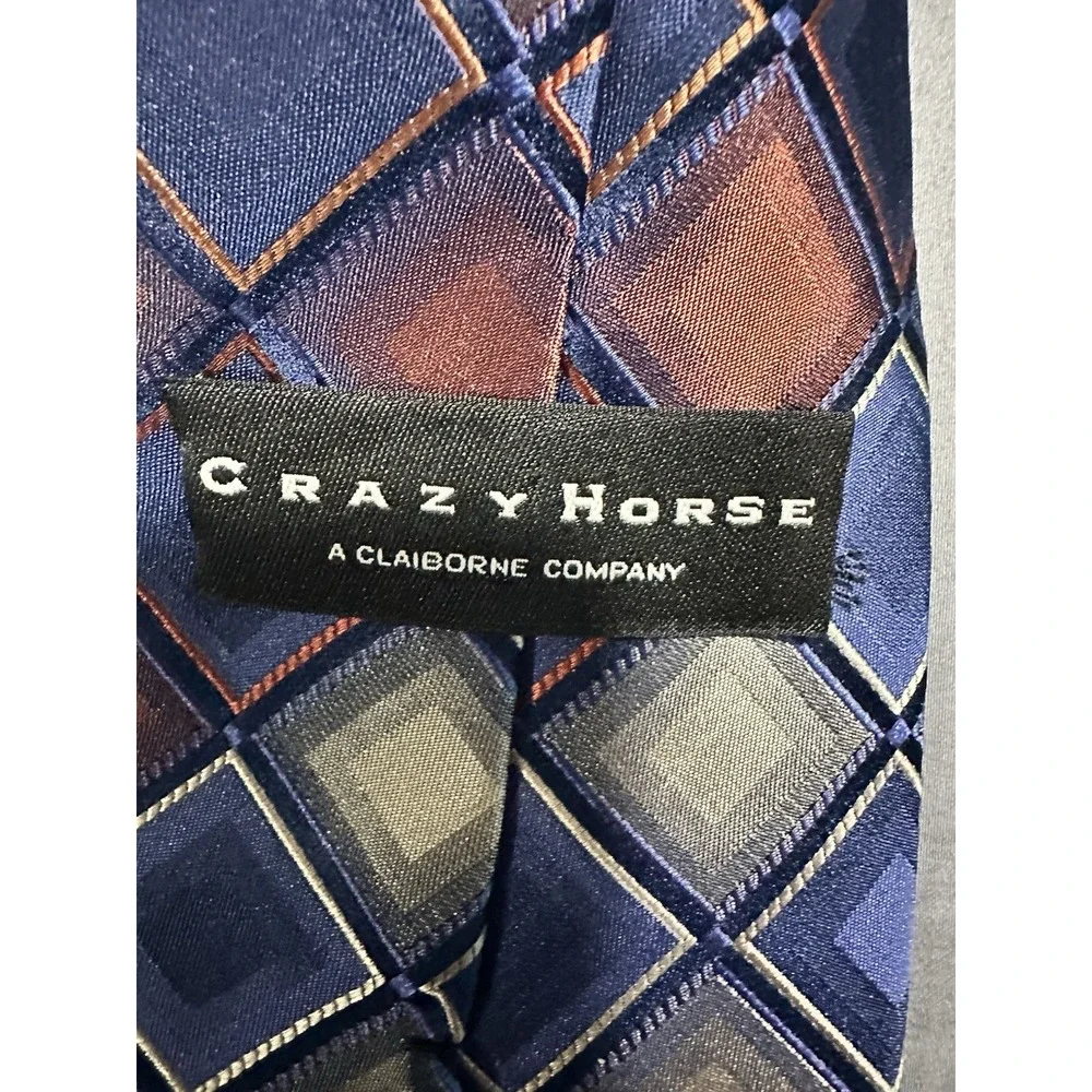 Crazy‎ Horse Liz Claiborne Geometric Orange/Blue/Gray Metallic Neck Tie